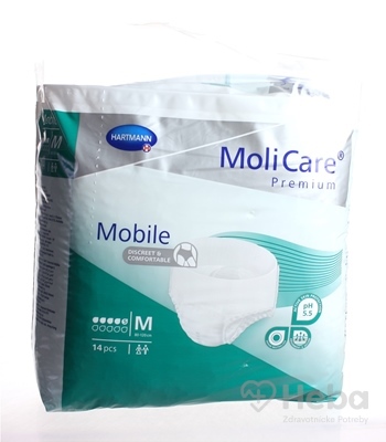 MoliCare Premium Mobile 5 kvapiek M  zelené, plienkové nohavičky naťahovacie, 1x14 ks