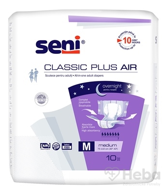 Seni CLASSIC PLUS AIR Medium M  plienkové nohavičky (obvod pása 75-110 cm, savosť 2800 ml) 1x10 ks