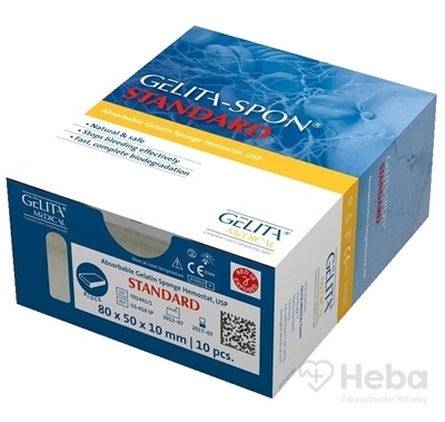 Gelita-spon Standard  GS-010 80x50x10 mm 1x10 ks