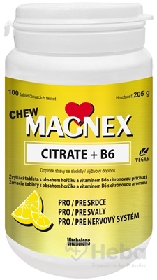 Vitabalans Magnex Citrát + B6 Chew  100 žuvacích tabliet