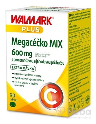 WALMARK Megacéčko Mix Vitamín C 600 mg  90 tabliet pomaranč a jahoda