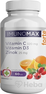 Imunomax Forte Vitamín C + Vitamín D3 + Zinok  60 kapsúl