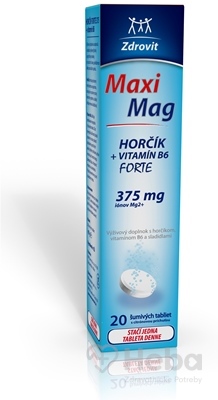 Zdrovit MaxiMag Horčík Forte 375 mg + Vitamín B6  20 šumivých tabliet