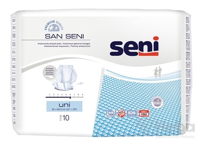 Seni SAN SENI Uni  plienky vkladacie tvarované (32x64cm, savosť 1700 ml) 1x10 ks