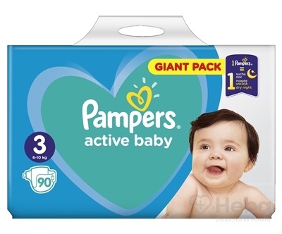PAMPERS active baby Giant Pack 3 Midi  detské plienky (6-10 kg)(inov.2018) 1x90 ks