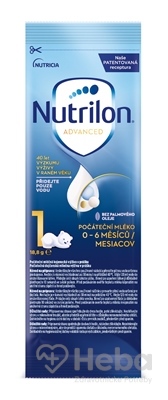 Nutrilon Advanced 1  počiatočná mliečna dojčenská výživa v prášku (0-6 mesiacov) vrecká 5x18,8 g (94 g)