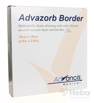 Advazorb Border  krytie na rany samopriľnavé, atraumatické 10x10 cm, 1x10 ks