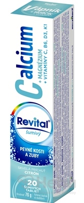 Revital Calcium + Magnézium + vitamíny C, B6, D3, K1  20 šumivých tabliet citrón
