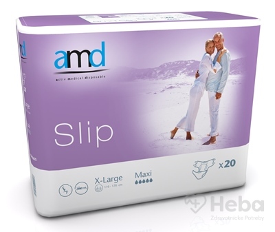 amd Slip Maxi X-Large  inkontinenčné plienky, obvod bokov 110 - 170 cm, nasiakavosť 4100 ml, 1x20 ks
