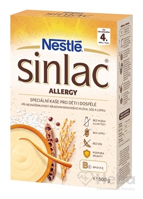 Nestlé Nemliečna kaša SINLAC Allergy  pre deti (od ukonč. 4. mesiaca) aj dospelých 1x500 g