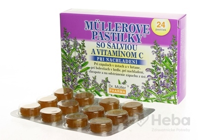 Müllerove pastilky so šalviou a vitamínom C  24 pastiliek