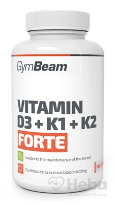 Vitamín D3+K1+K2 Forte - GymBeam shadow 120 kaps.