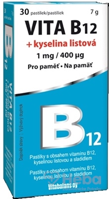Vitabalans Vita B12 1 mg + Kyselina listová 400 mcg  30 cmúľacích pastiliek