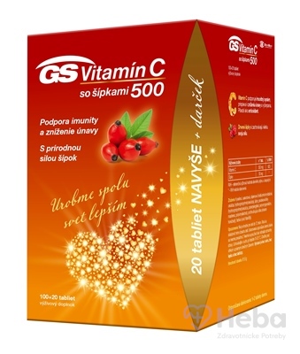 GS Vitamín C 500 so šípkami + darček  120 tabliet (100+20 zadarmo)