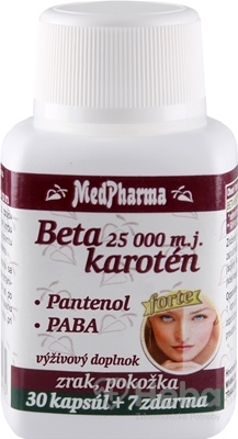 MedPharma Betakarotén 25 000 m.j. s panthenolom a PABA  37 kapsúl (30+7 zadarmo)