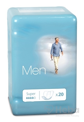 amd Men Super  inkontinenčné vložky pre mužov, 21x27 cm, nasiakavosť 470 ml, 1x20 ks