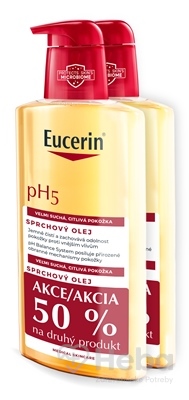 Eucerin pH5 Sprchový olej  pre citlivú pokožku 2x400 ml (1+1 zdarma), 1x1 set