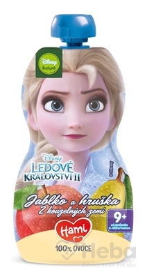 HAMI Disney Frozen Elsa ovocná kapsička Jablko a Hruška 110 g, 9+