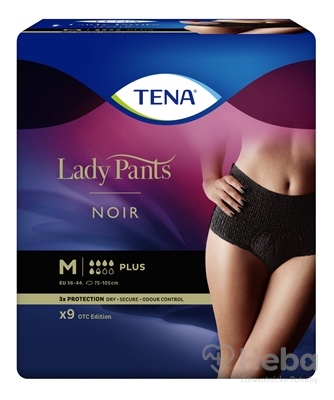 TENA Lady Pants Plus Noir M  čierne dámske naťahovacie inkontinenčné nohavičky 1x9 ks