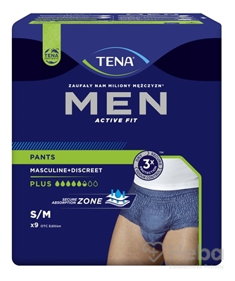 TENA Men Pants Plus M (Blue)  pánske inkontinenčné spodné prádlo, modré 1x9 ks