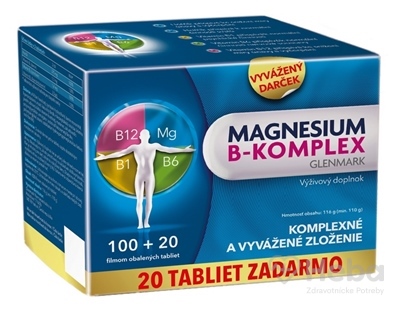 Glenmark Magnesium B-komplex  120 tabliet (100+20 zadarmo)