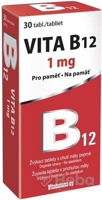Vitabalans Vita B12 1 mg  30 žuvacích tabliet mäta