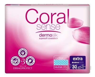 Coral Sense Extra  vložky inkontinenčné, pre ženy, 33 cm, 1x30 ks