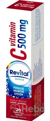 Revital Vitamín C 500 mg  20 šumivých tabliet lesná jahoda