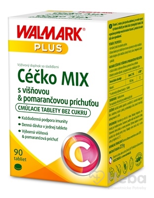 WALMARK Céčko Mix Vitamín C 100 mg  90 tabliet pomaranč a višňa