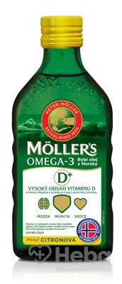 Moller´s Omega 3 Rybí olej + vitamín D  250 ml olej citrón