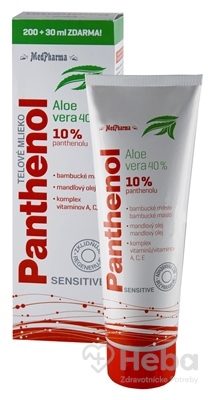 MedPharma Panthenol 10% upokojujúce telové mlieko s aloe vera  230 ml telové mlieko (200+30 ml zadarmo)