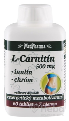 MedPharma L-Carnitín 500 mg + Inulín + Chróm  67 tabliet (60+7 zadarmo)