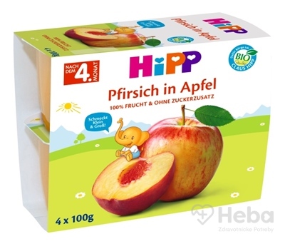 HiPP BIO jablká s broskyňami (4x 100 g)