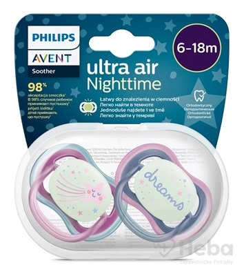 Philips AVENT Cumlík Ultra air nočný 0-6m dievča 2ks