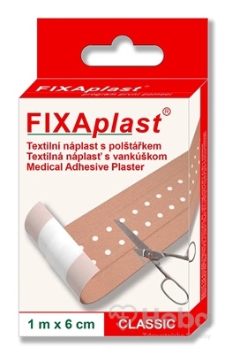 FIXAplast CLASSIC náplasť  textilná a vankúšikom 1m x 6cm, 1x1 ks