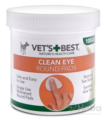 Vet´s Best Clean eye Round Pads  čistiaca utierka na okolie oči pre psy 1x100 ks