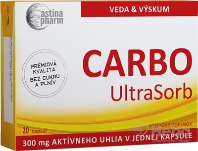 Astina Pharm CARBO UltraSorb  cps (aktívne uhlie 300 mg) 1x20 ks