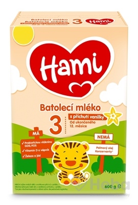 Hami 3 Batoľacie mlieko s príchuťou vanilky  mliečna výživa v prášku (od ukonč. 12. mes.) 1x600 g