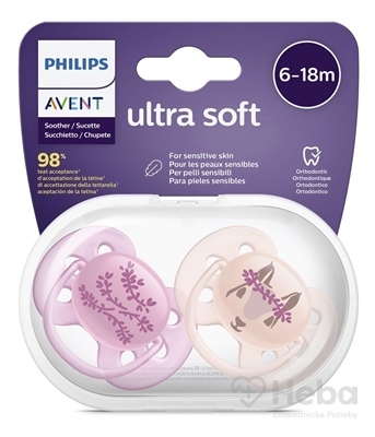 Philips AVENT Cumlík Ultrasoft Premium decor 6-18m dievča 2 ks