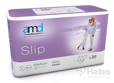 amd Slip Maxi Medium  inkontinenčné plienky, obvod bokov 70 - 110 cm, nasiakavosť 3200 ml, 1x20 ks
