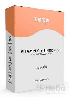 TOTO Vitamín C + Zinok + D3  30 kapsúl s postupným uvoľňovaním