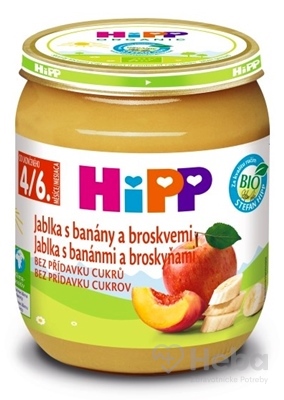 HiPP BIO Jablká s banánmi a broskyňami 125 g