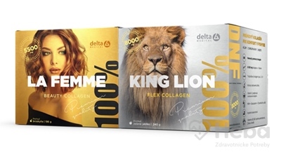 DELTA LA FEMME&KING LION COLLAGEN Partner. balíček  prášok na prípravu nápoja, rozpustný kolagén 196 g + 240 g, 1x1 set