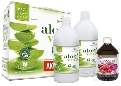 Pharma Activ AloeVeraLife AKCIA  šťava z aloe 99,7% 2x1000 ml (2000 ml) + Cranvita 500 ml, 1x1 set