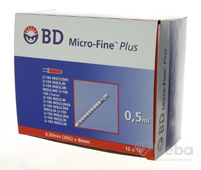 BD MICRO FINE PLUS inzulínové striekačky  s ihlou U-100, 30G/0,5ml 10x10 ks (100 ks)