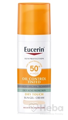 Eucerin Sun Oil Control Tinted tónovací svetlý krémový gél na mastnú a problematickú pleť SPF50+  50 ml opaľovací krémový gél