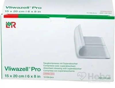 Vliwazell Pro Krytie na rany  superabsorpčné, sterilné, 15x20 cm, 1x10 ks