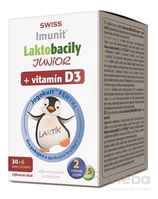 Swiss Imunit Laktobacily Junior + vitamín D3  36 tabliet (30+6 zadarmo)