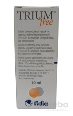 TRIUM free  očné kvapky s obsahom kyseliny hyaluronóvej a extraktu z Ginko biloby (inov. 2022) 1x10 ml