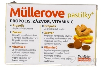 Müllerove pastilky s propolisom, aloe vera a vitamínom C  24 pastiliek